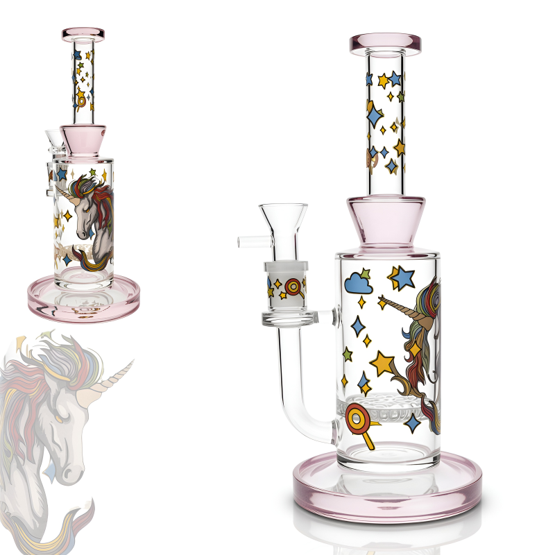 9" Unicorn Magic Honeycomb Perc Cylindrical Water Pipe