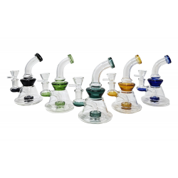 6" Mini Clear Body Color Accent Showerhead Perc Water Pipe Rig - [SG3052]