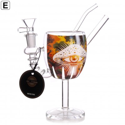On Point Glass - 7" Wine Glass Water Pipe with Single Side Designs