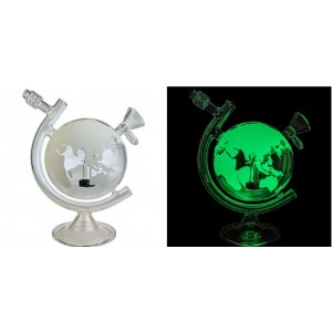 On Point Glass - 8" World Globe Water Pipe With 14MM Male Bowl (DG1614)