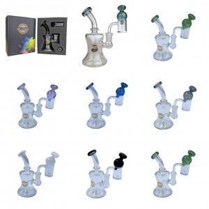 On Point Glass - 5.5" Color Rim Mini Rig Water Pipe Set - With Matching Carb Cap & 14M Banger