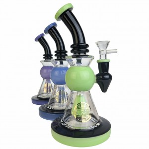 On Point Glass - 9" 2 Tone Ball And Cone Banger Hanger Water Pipe 14MM Female [CZS-JA234]