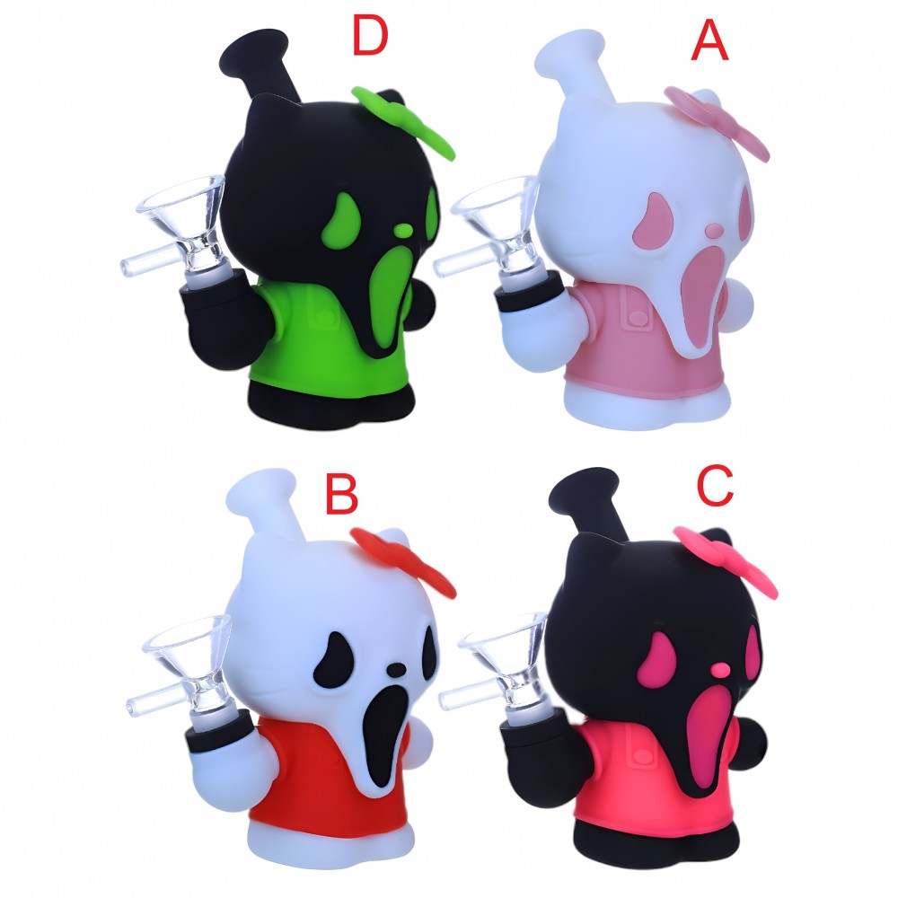 4.5" Screamin' Kitty Durable Silicone Water Pipe 4.5 Inch Screamin' Kitty Silicone Water Pipe with Cartoon Face