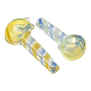 3.5" Gold Fumed Marble Art Spoon Hand Pipe - 2 Pack [SNV-16]