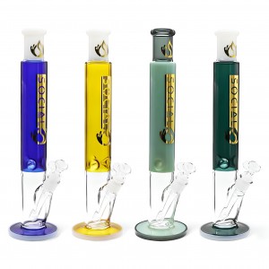 Social Glass - 15.5" Ease Into Bliss With Our Cylindrical Water Pipe - [A-15]