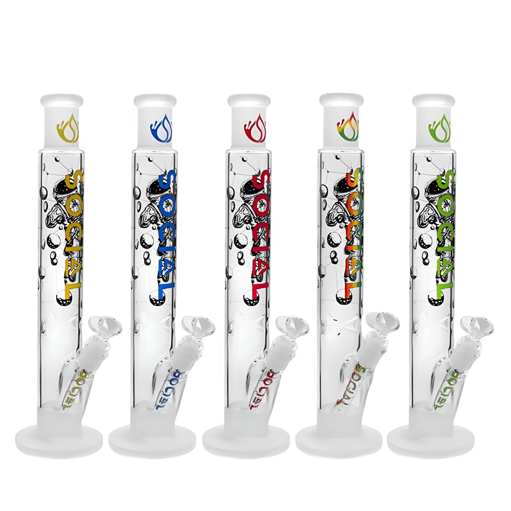 Social Glass - 15.5"  Astronaut Art Space Explorer s Cylindrical Water Pipe - [A19C]