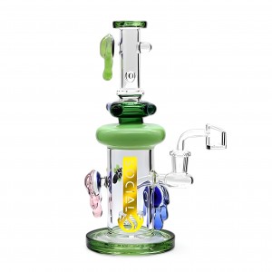 Social Glass - 10" Hustle & Bustle Shower Head Perc Drippy Marble Water Pipe [A22]