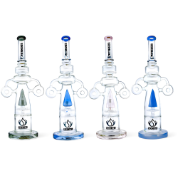 Social Glass - 17.5" Double Donut Bliss Awaits W/ Inline & Sprinkler Perc Water Pipe [A277]