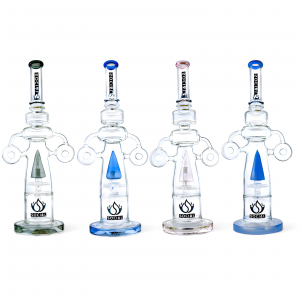 Social Glass - 17.5" Double Donut Bliss Awaits W/ Inline & Sprinkler Perc Water Pipe [A277]