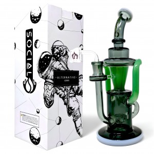 Social Glass - 10" Smooth Hits, Matrix Perc Recycler Water Pipe [A7-13]