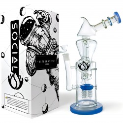 Social Glass - 13" Sleek Design, Smooth Hits W/ 4-Arm Perc Water Pipe [A927]
