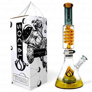 Social Glass - 15.5" Chillwave Wonder  Freezable Coil Detachable Water Pipe - [A946]