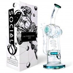 Social Glass - 14"  Spiral Barrel With 5-Arm Tree Perc Recycler Water Pipe - [A949]