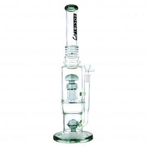 Social Glass - 18"  Double The Pleasure W/ Jelly Fish Perc & Shower Head Perc Water Pipe [A981]