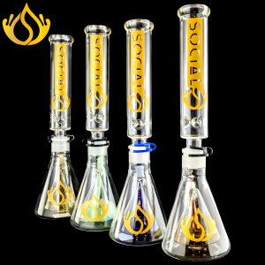 Social Glass - 18" Social Trojan With Perc Detachable Beaker Water Pipe - [MK-03]