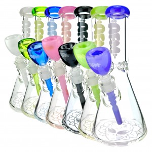 12" AFM Glass Chubbi Beaker Clear Colored Lip Beaker Bong Bundle*