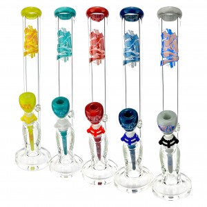 18" AFM Wildstyle Graffiti 9mm Colored Glass Straight Beaker Bong Bundle Water Pipe*