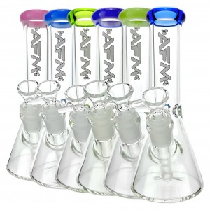 8" AFM Glass Colored Lip Clear Mini Beaker Water Pipe*