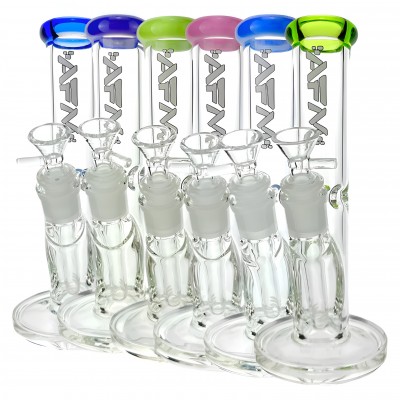 8" AFM Glass Colored Lip Clear Mini Straight Tube Water Pipe*