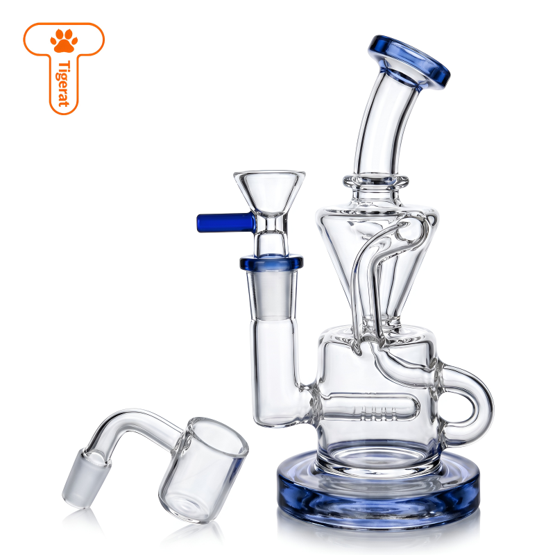 Tigerat 6.5" Dual Chamber Inline Perc Recycler Water Pipe with Bowl & Banger