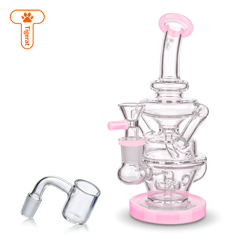 Tigerat 7" Dual Chamber Showerhead Perc Water Pipe with Bowl & Banger
