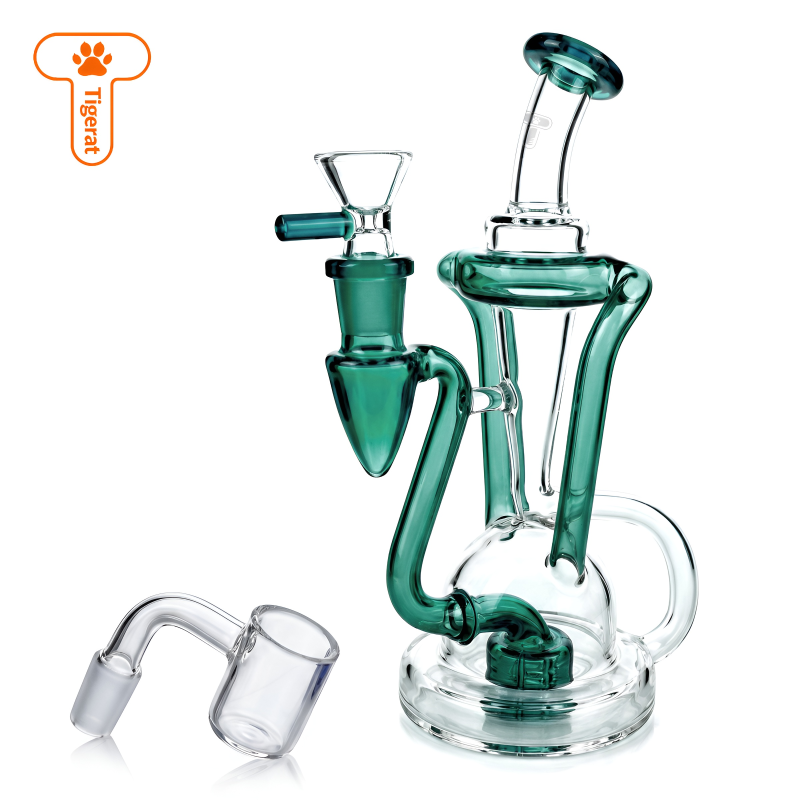 Tigerat 8" Helix Arm Showerhead Perc Recycler Water Pipe with Bowl & Banger