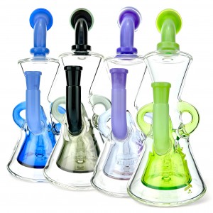 10" AFM Glass Hour Glass Colored Recycler Dab Rig*