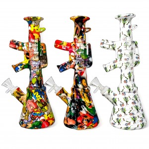 11.5" Character Quill, Beaker Thrill Gun Style Silicone Swirl Water Pipe - Assorted [TX196]