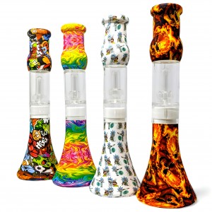 13" Ghoul's Gaze Glass Chamber Silicone Beaker Water Pipe - Assorted [TX222]