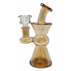 6" Mini Gold Fumed Hourglass Center Circle Water Pipe Rig - [V-102]