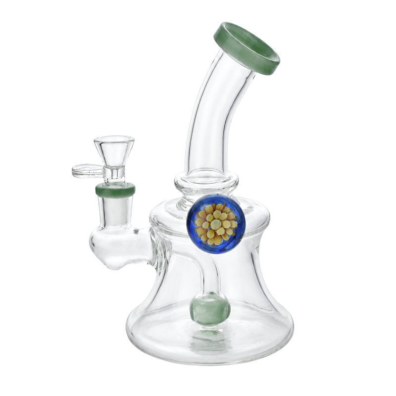 7" Marble Grip Percolator Water Pipe – Jade Green