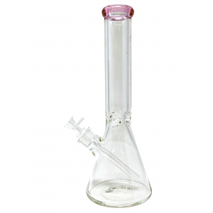 14" Clear Glass Color Mouth Rim Ice Catcher Beaker Water Pipe - [WCG-7BV14]