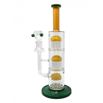 14" Triple Re-inforce Tree Perc Straight Neck Water Pipe [WCG30-0053]