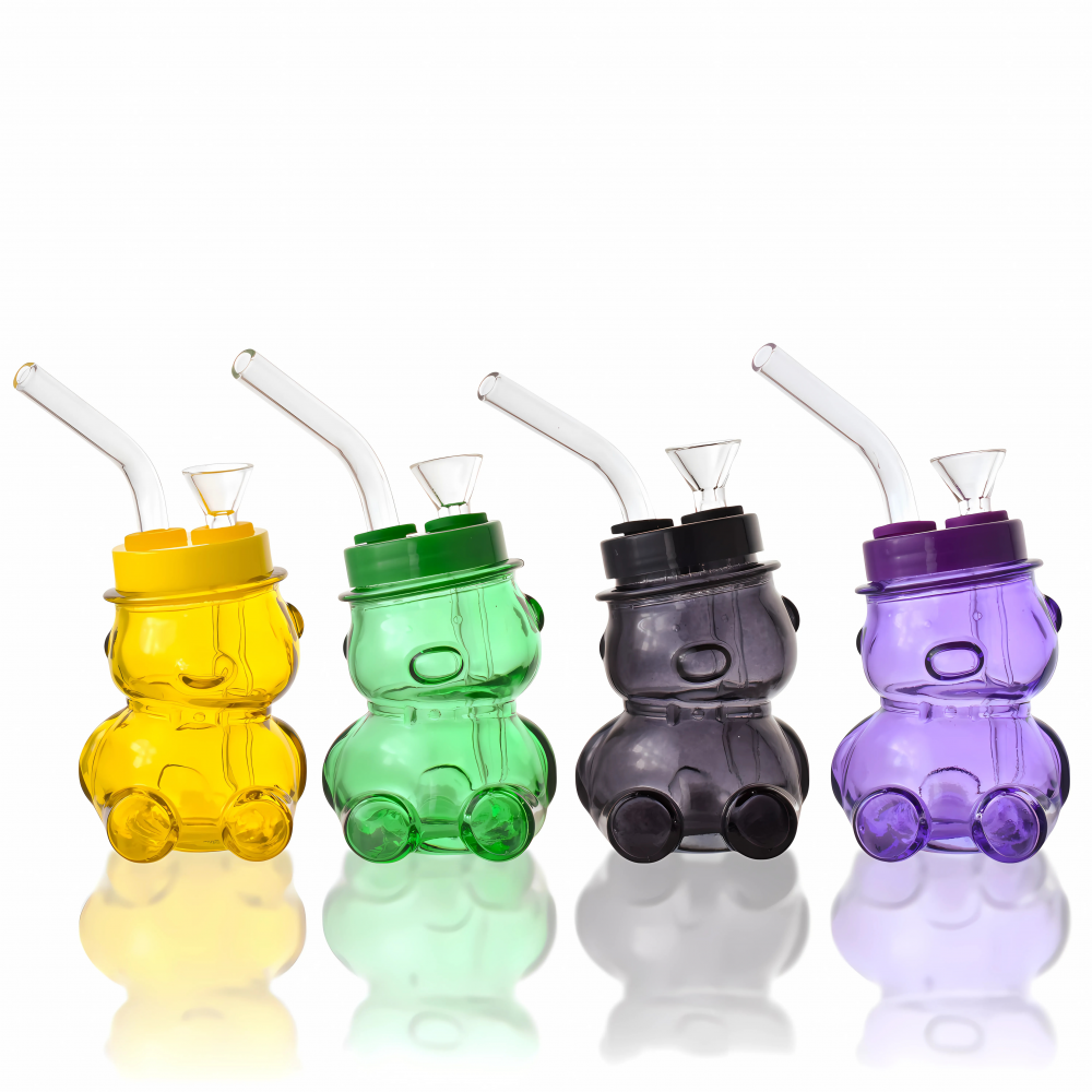 Winnie Rips 4.5" Bear Jar Glass Water Pipe 4.5-Inch Winnie Rips Bear Jar Shaped Glass Water Pipe