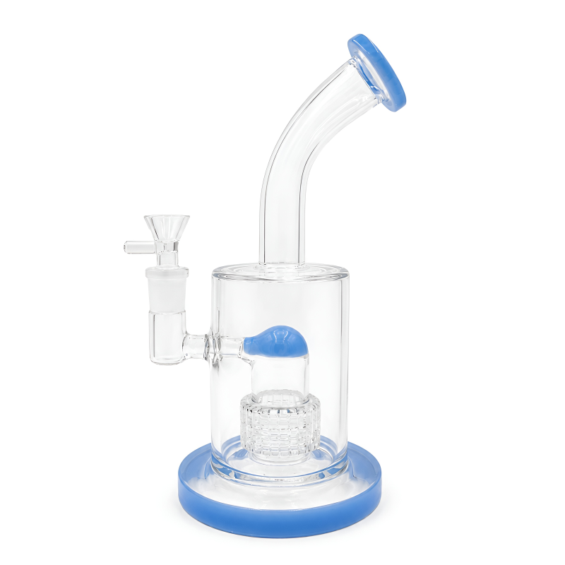 10" Bent Neck Matrix Perc Cylindrical Glass Water Pipe