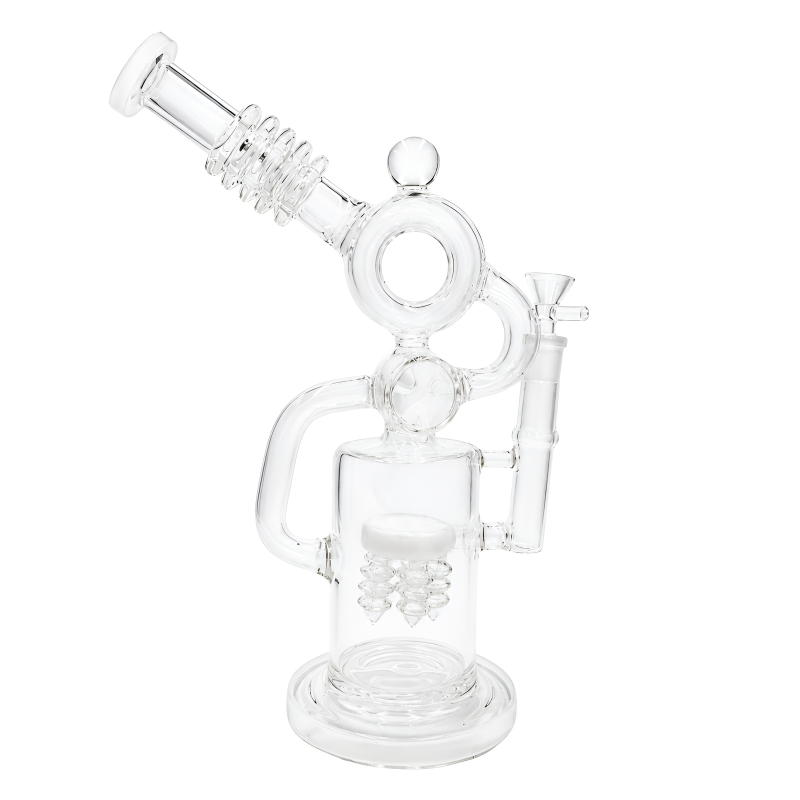 12.5" Rim Neck Donut Multi Perc Recycler Glass Water Pipe