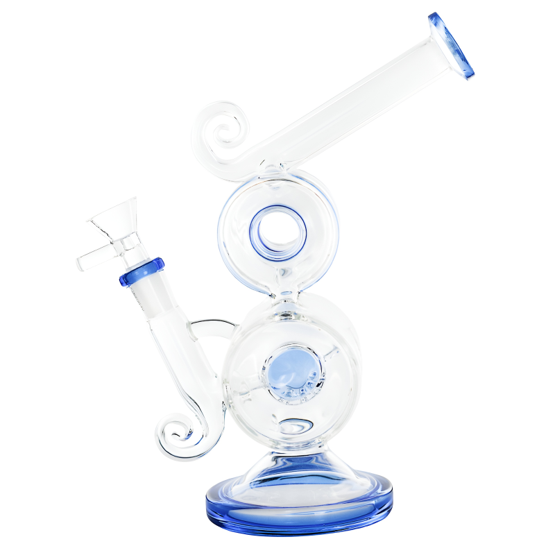 8" Sidecar Double Barrel Perc Glass Water Pipe