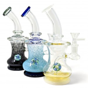 8.5" Elegent Glassy Flower Frit Art Water Pipe [WP-1008-3]