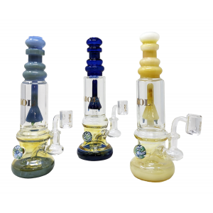 10" MOL Glass Assorted Showerhead Perc & Mini Pipe Perc Water Pipe Rig - [WP-1717]