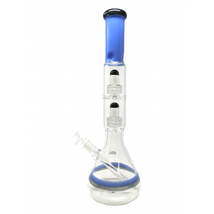 19" Double Matrix Perc Beaker Water Pipe (Milky Blue) - [WP-1770-MBL]