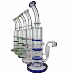 10" Triple Disc Perc Water Pipe 14mm Female Joint - [WP-1935] 