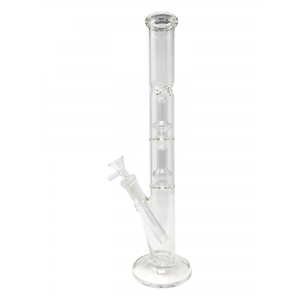 14.5" Double UFO Perc Ice Catcher Straight Water Pipe - [WP-2170-2]
