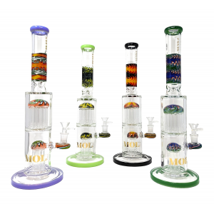 15" MOL Glass Wig Wag Double Tree Perc Water Pipe - [WP-2498]