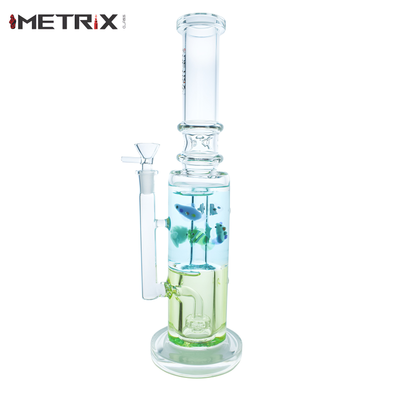 Metrix Glass 14" Glycerin Filled Circ Perc Aquarium Water Pipe