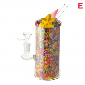 Peachy Hits Matrix Perc Pebble Filled Cup Water Pipe - E