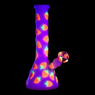 10" Assorted Design Beaker Water Pipe - Glow in the Dark