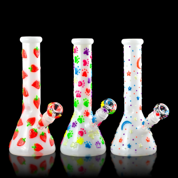 10" Assorted Design Beaker Water Pipe - Glow in the Dark