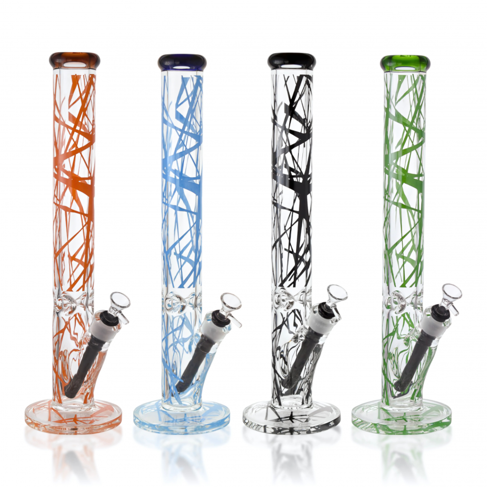 Shattered Line Art 17.5" Straight Tube Water Pipe 17.5 Inch Shattered Line Art Straight Tube Glass Water Pipe