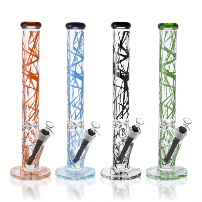 17.5" Shattered Line Art Straight Tube Water Pipe - [WP-3837]