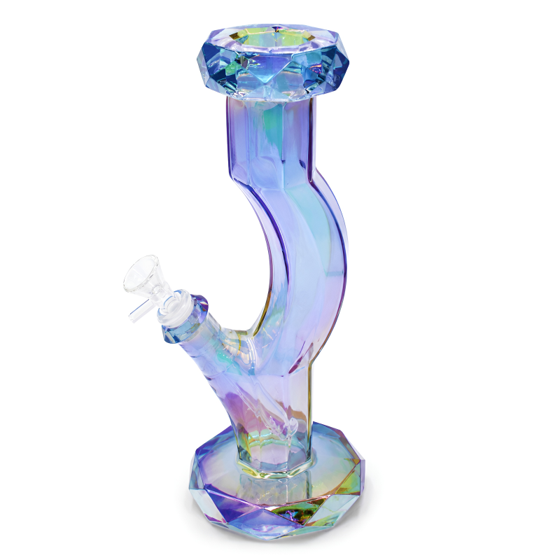 12" Ripple Curved Neck Electroplated Water Pipe